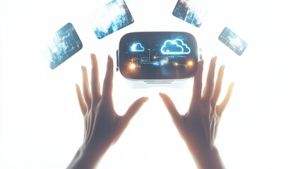 Innovative virtual reality experience digital space technology showcase futuristic environment user interaction conceptual design