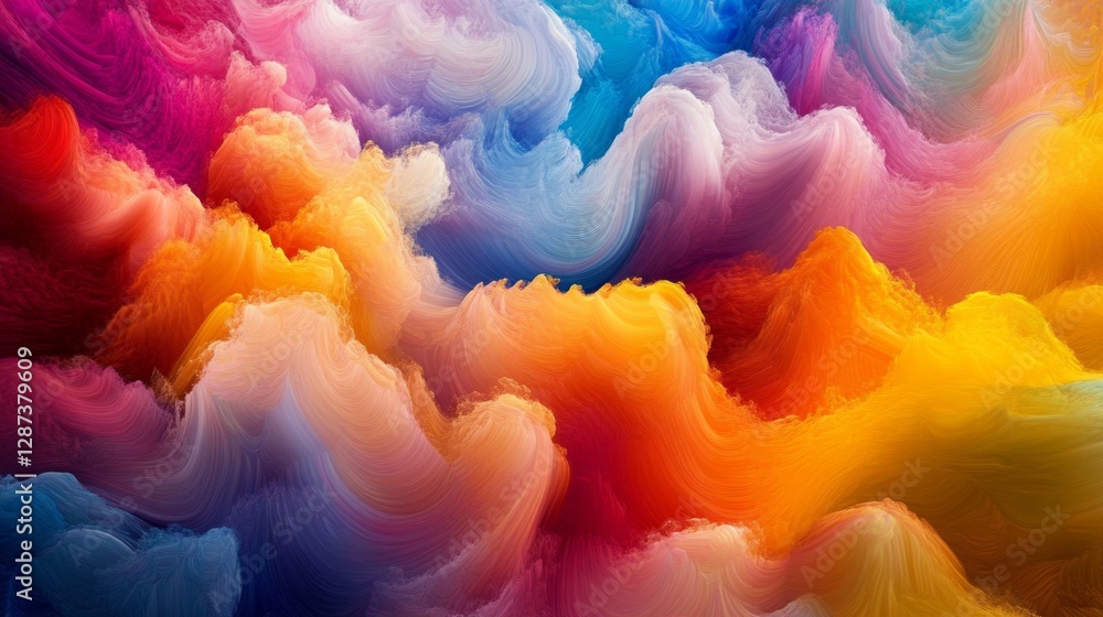 Poster dynamic digital color waves virtual space visual art online gallery abstract view vibrant expression