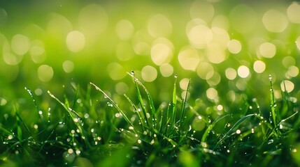 Obraz premium Captivating green grass bokeh outdoor garden nature photography lush environment close-up perspective vibrant aesthetic