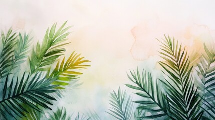 Obraz premium Creating a vibrant watercolor painting of lush green palm leaves nature art studio close-up aesthetic beauty