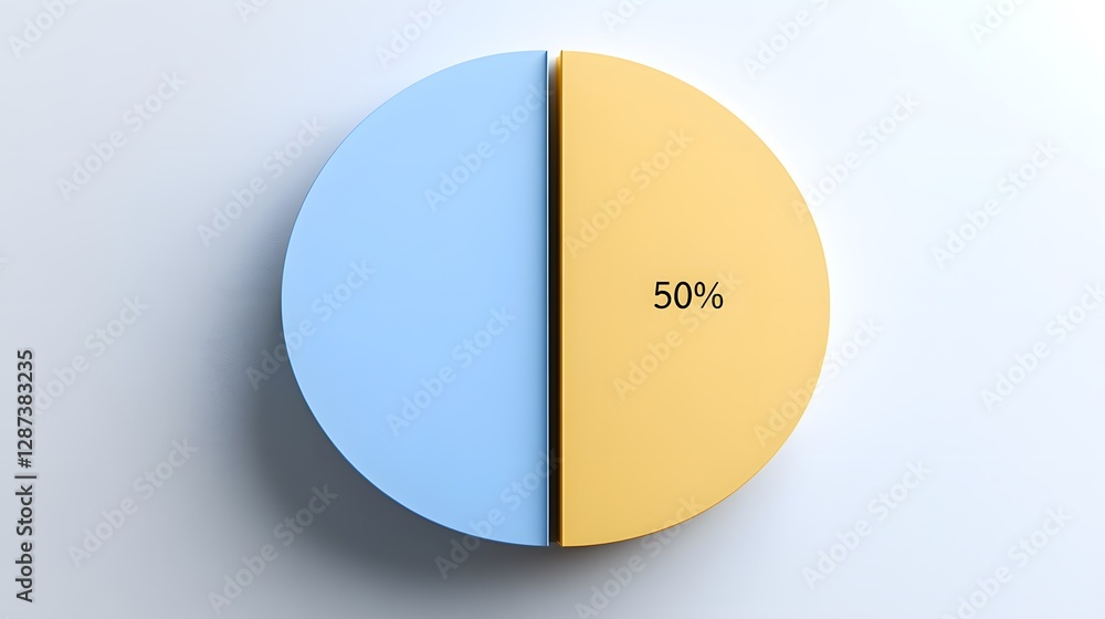 Poster a segmented pie chart showcasing a fifty percent split in thirds