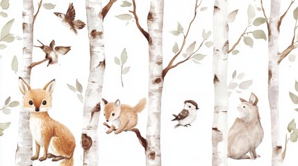 Create vintage-inspired watercolor patterns featuring birds art studio digital artwork creative space aerial view nature aesthetic