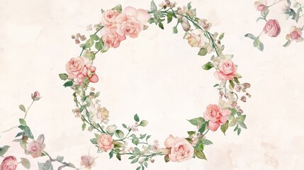 Create a vintage-inspired watercolor wreath of jasmine and floral accents home studio art piece cozy environment artistic view nature's beauty