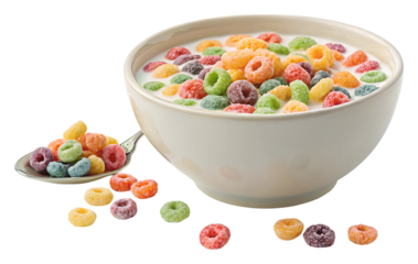 Colorful cereal bowl kitchen table food bright atmosphere isolated on transparent background