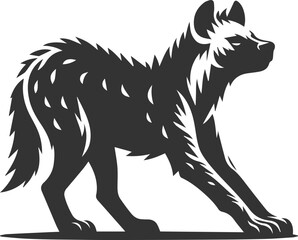 A hyena stretching its front legs after waking up animal silhouette vector