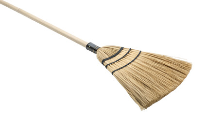 Cleaning action with broom home setting still life indoor isolated on transparent background