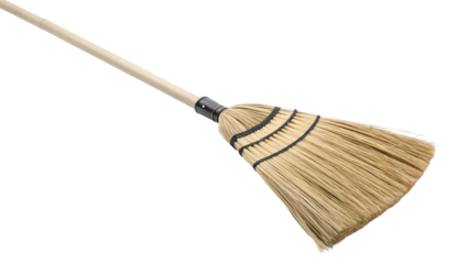 Cleaning action with broom home setting still life indoor isolated on transparent background