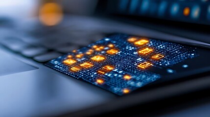 Glowing Digital Data on Laptop Screen