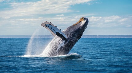 Whale breaching ocean waters wildlife photography marine environment underwater perspective...