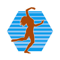 Silhouette of a female ballet dancer in action pose. Silhouette of ballerina dynamic gesture.