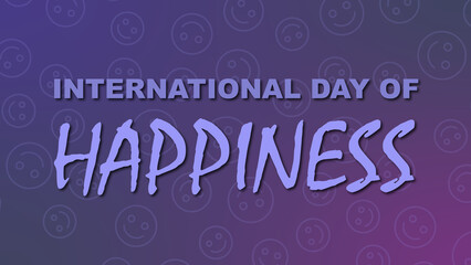 Fototapeta premium Happiness Day vector art with the bold event title against a spread of smiley face emojis background. International Day of Happiness awareness campaigns.
