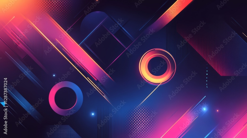 Aufkleber futuristic digital background featuring high-tech abstract design with glowing neon elements, dynami