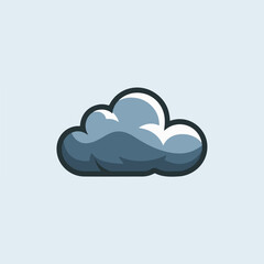 A Flat-Style overcast clouds on a Plain White Background