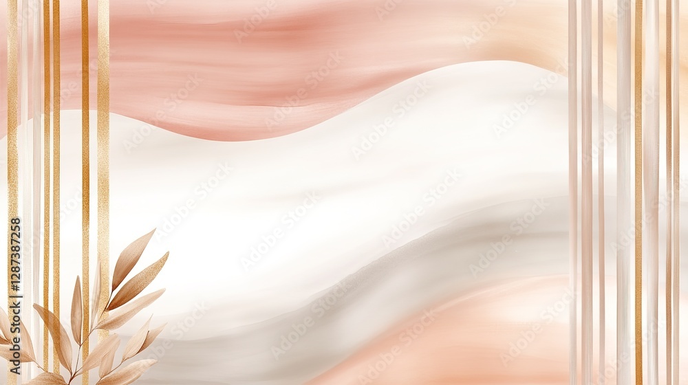 Poster soft abstract background with gentle waves and elegant leaf design