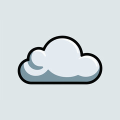 A Flat-Style Small Cloud on a Plain White Background
