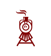 Vintage Locomotive Design, Railroad Transportation Icon, Steam Engine Symbol