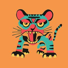 Cute tiger simple art color