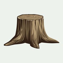 A Flat-Style tree stump on a Plain White Background