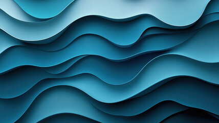 Fototapeta premium Modern abstract banner with smooth curved lines in teal dark blue and slate gray tones