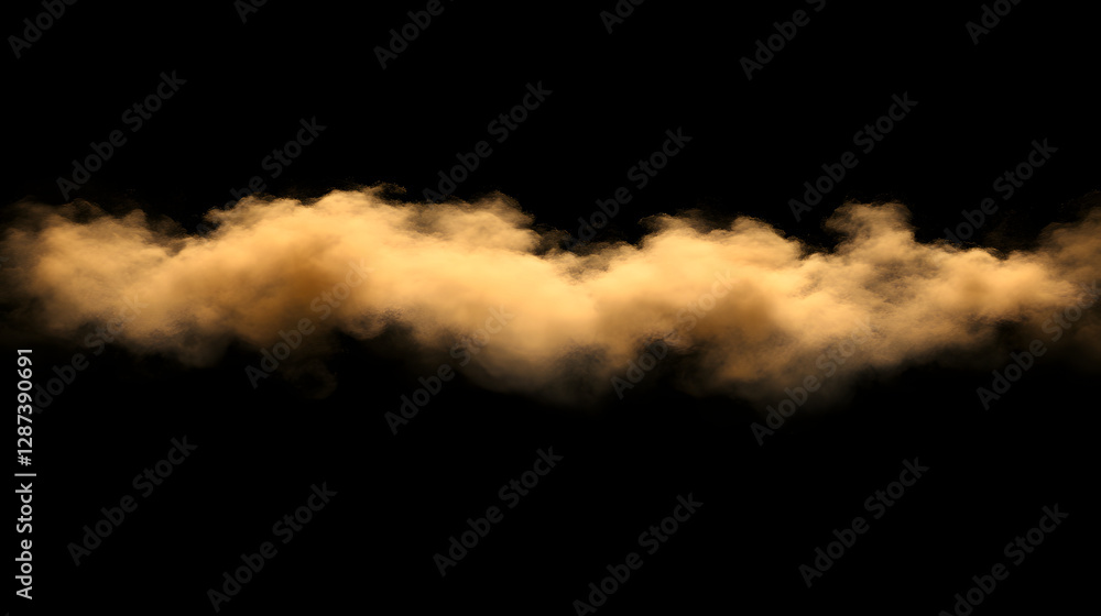 Poster black background with white clouds creating a minimalist atmospheric scene