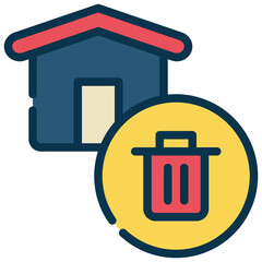 home trash bin waste management filled outline icon