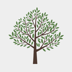 Obraz premium A Flat-Style Sparse tree on a Plain White Background
