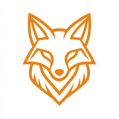 Fototapeta premium Orange Line Art Fox Head Vector Illustration Logo Design