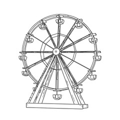 A Ferris wheel against a white background.