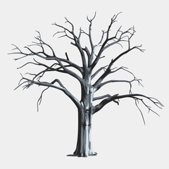 A Flat-Style Dead tree on a Plain White Background