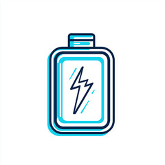 Obraz premium Battery Icon Blue and Dark Blue Lightning Bolt Graphic