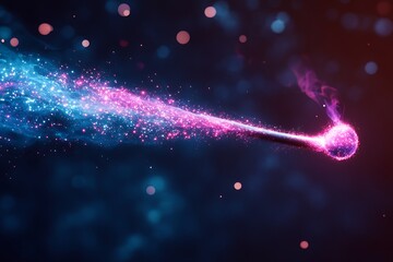 Glowing magic wand casting spell.