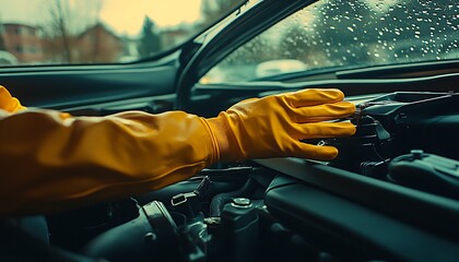 Car Engine Check Rainy Day