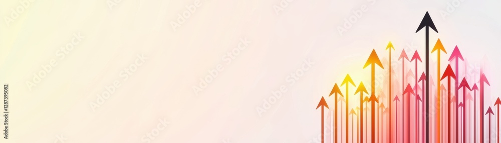 Poster decisions logic execution concept. colorful arrows representing growth and direction