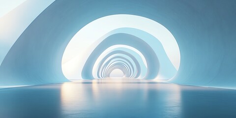 Obraz premium Abstract minimalist visualization of tank tube expansion with soft gradients and copy space. High-detail, futuristic design perfect for tech and industrial projects.