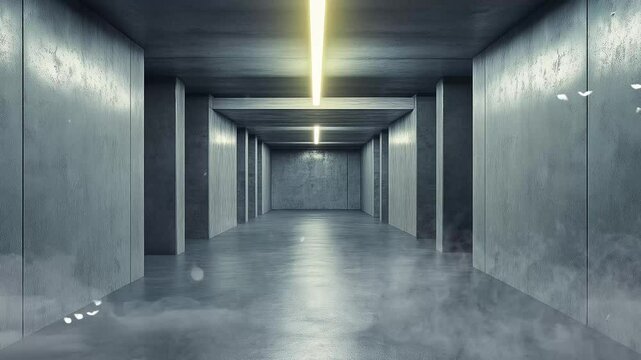 abstract empty modern concrete walls hallway room seamless looping overlay 4k virtual video animation background
