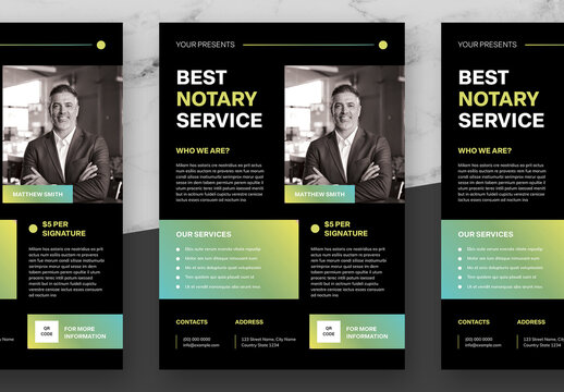 Green And Black Notary Service Flyer