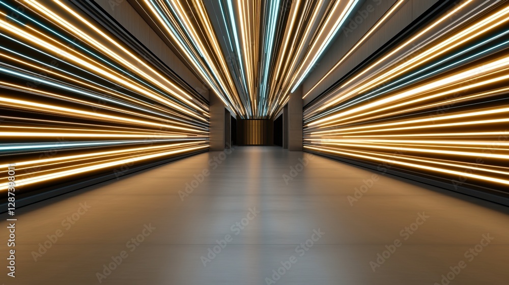 Poster dynamic light trails in a futuristic abstract corridor design