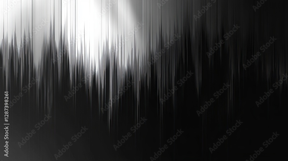 Poster abstract 8-bit monochromatic digital noise pattern in pixelated design, featuring distorted visual e