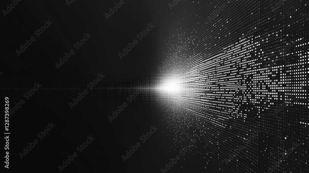 Aufkleber abstract 8-bit monochromatic digital noise pattern in pixelated design, featuring distorted visual e