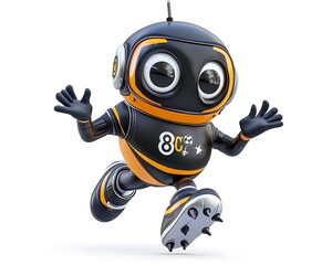 Fototapeta premium Robot soccer match in an urban playground engaging animated characters in a dynamic setting