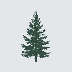 A Flat-Style pine tree on a Plain White Background