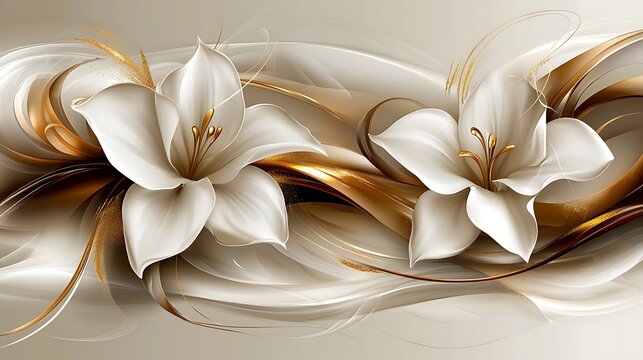 Elegant white lilies with gold design