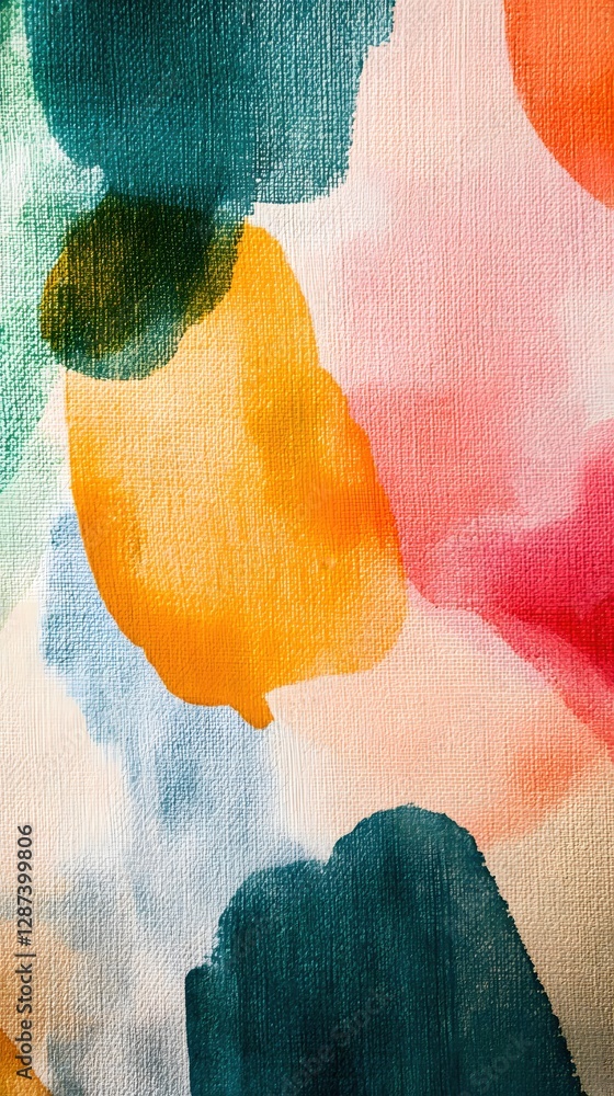 Poster abstract canvas art with vibrant watercolor spots creating a playful and modern design for backgroun