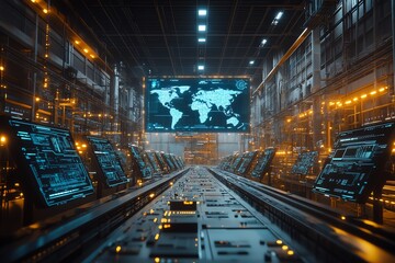 Global Network Control Room Futuristic Tech Visualization