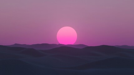 Obraz premium Elongated Silhouettes of Dunes Against the Setting Sun