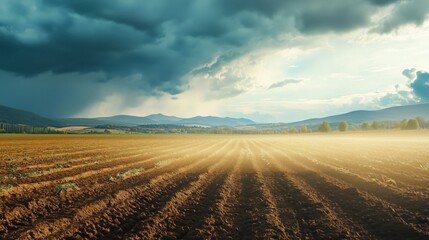 Pastoral scenery with rainstorm coming