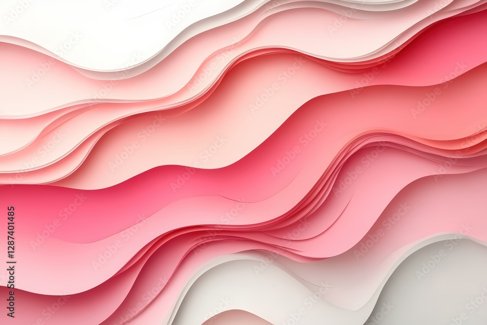 Poster abstract pink and white flowing waves background with soft gradient colors and smooth paper texture 