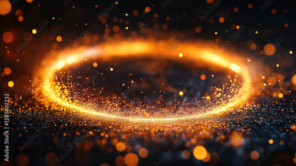Poster a glowing ring of sparkling light particles creating a mesmerizing and radiant effect