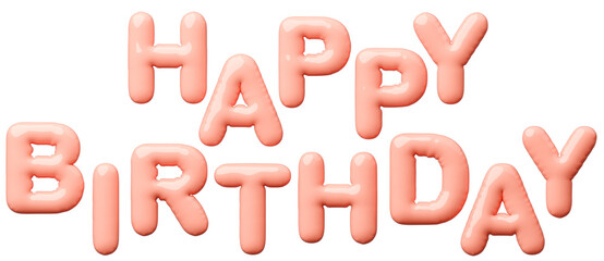 3D画像_風船_HAPPY BIRTHDAY_ピンク