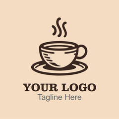 Simple Logo. Of a coffee cup with steam.